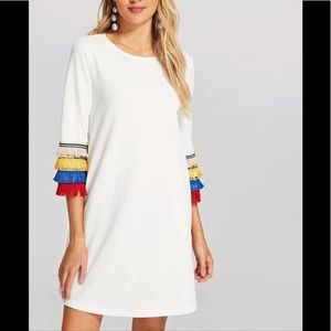 Fringed Embellished Textured Fiesta Tunic Dress